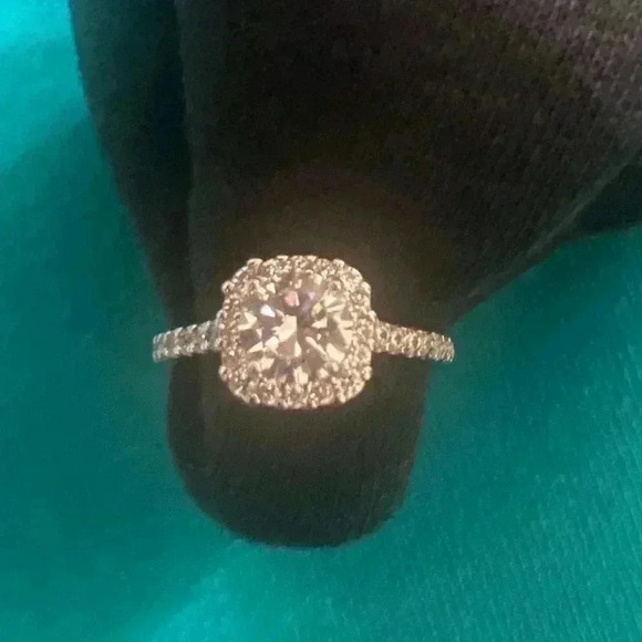 Giani Bernini Sterling Silver Lab Created Opal Cubic Zirconia Princess Halo - Picture 1 of 9